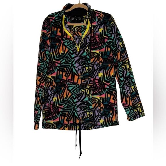 Empyre Zip Up Pullover Retro Colorful Fleece Jacket Size Medium - Picture 5 of 6